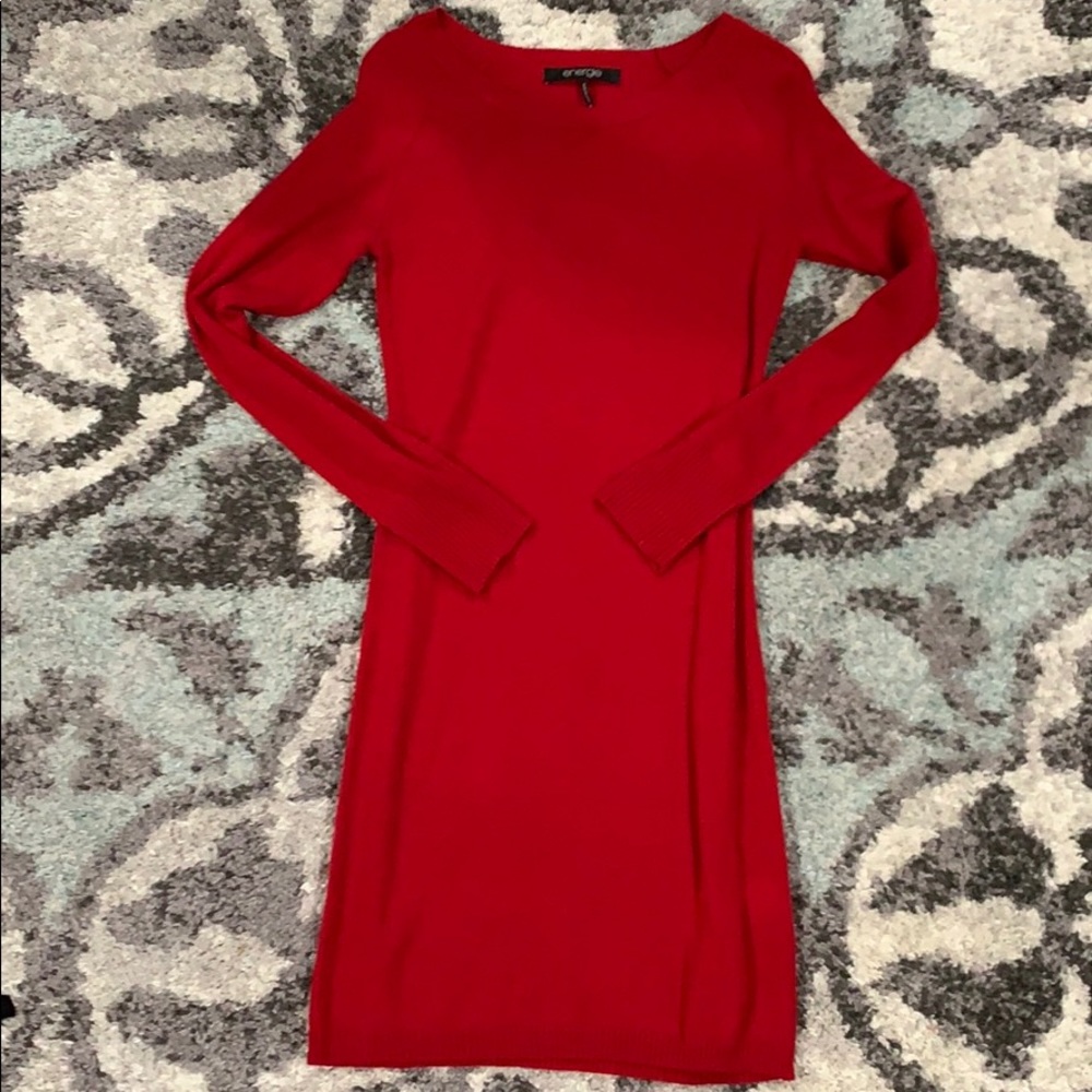 Red sweater dress